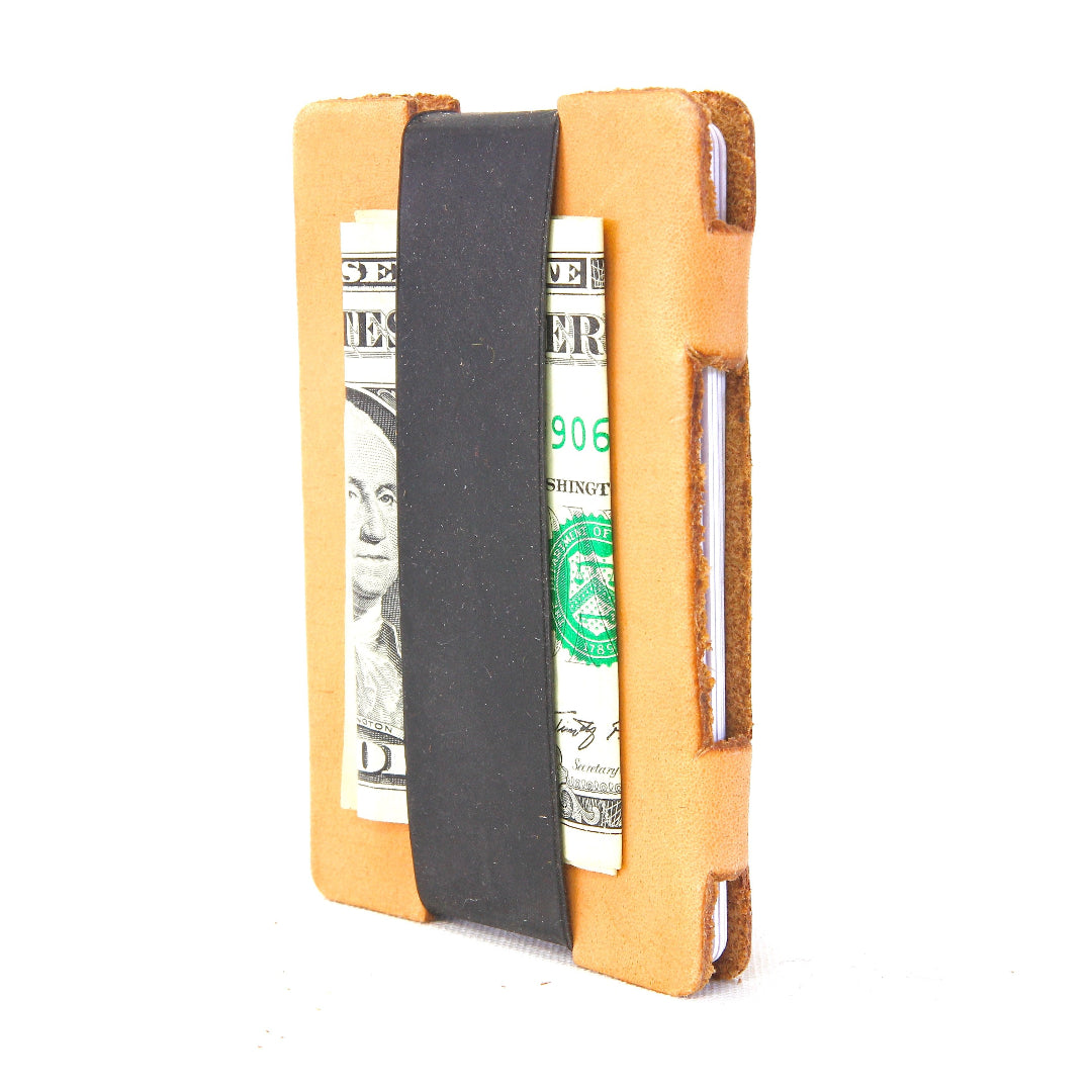 Recycled Firefighter's Full Grain Leather Card Wallet in natural black. Built tough for demanding professional and tactical applications.