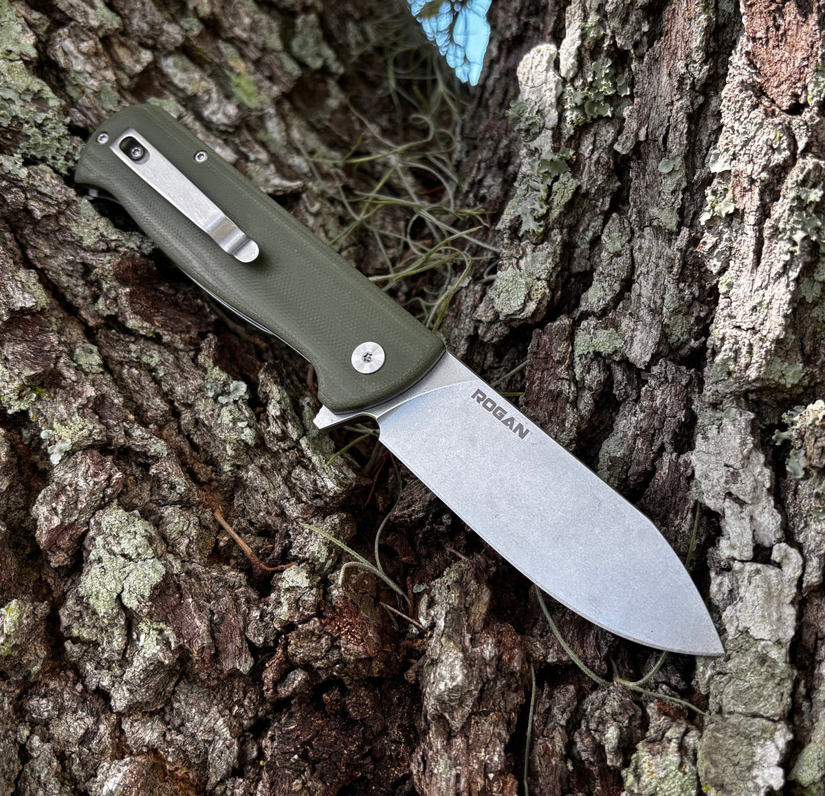 RHINO Folding Knife (Stonewash/ OD Green)