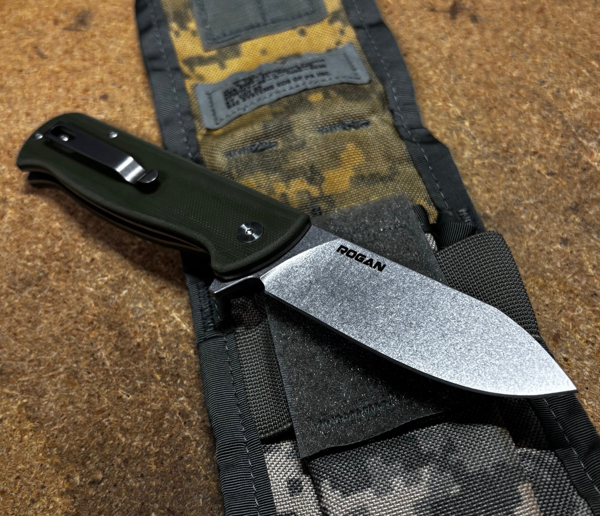 RHINO Folding Knife (Stonewash/ OD Green)