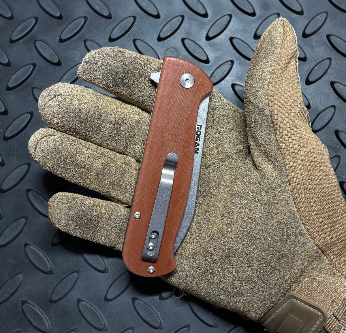 RHINO Folding Knife (Stonewash/ Brown)