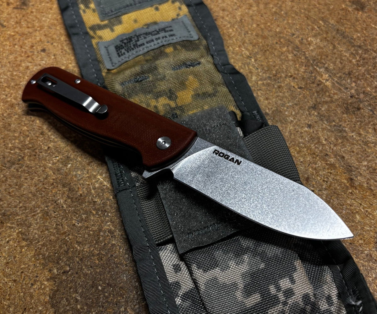 RHINO Folding Knife (Stonewash/ Brown)
