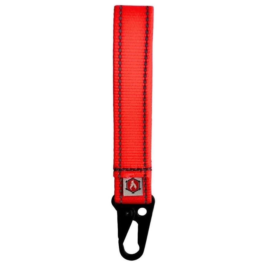 The Salmon-colored Grab & Go Loop from Recycled Firefighter provides a distinctive, stylish handle for organizing your everyday carry items.