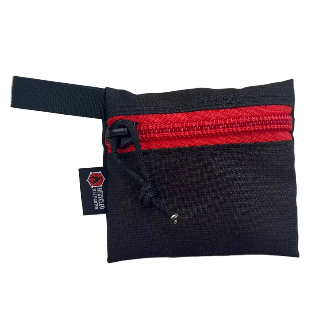 MSA Bunker Gear - Black & Red Flat Zippered Gear Pouch - Small Recycled Firefighter