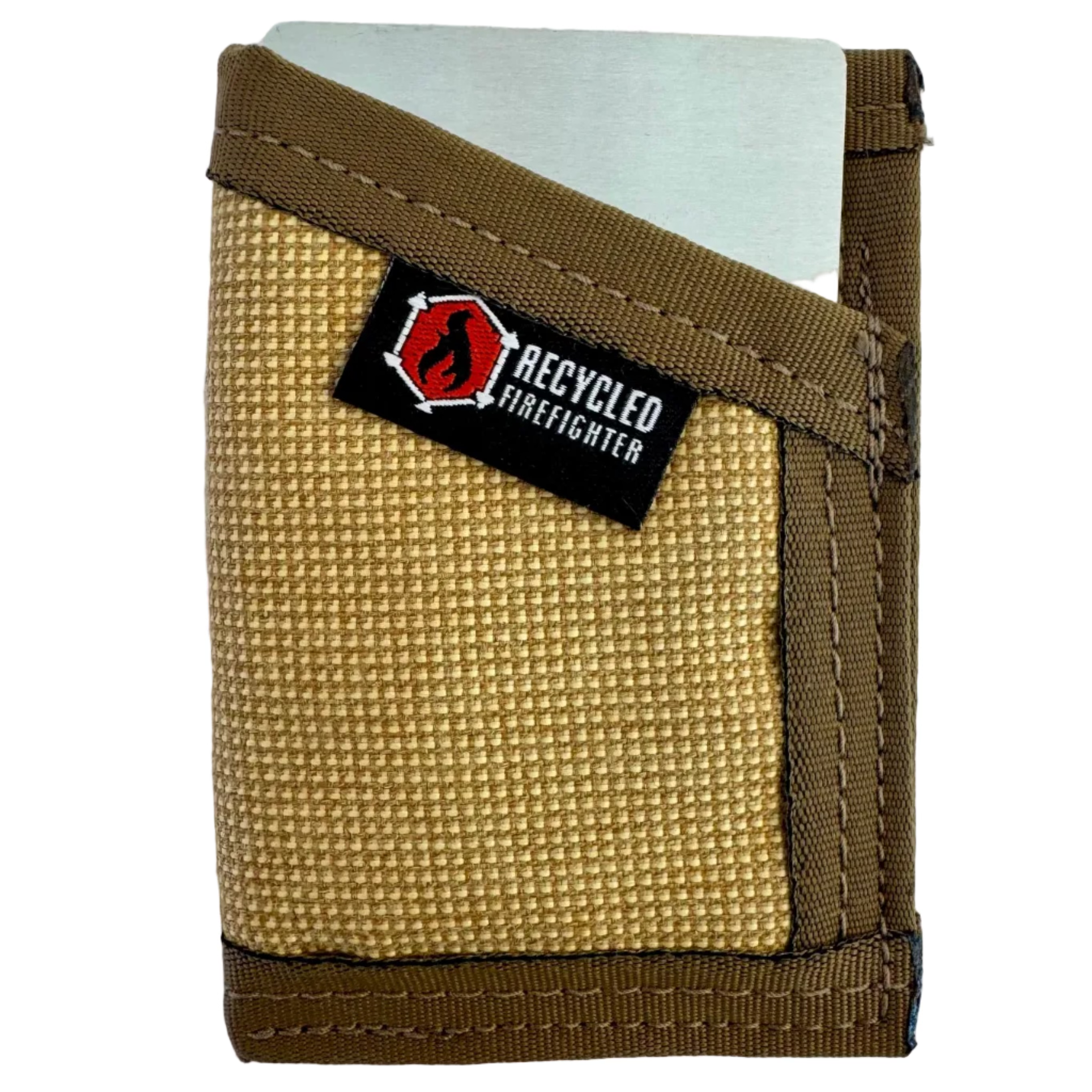 Sergeant Wallet Bunker Gear Edition detail — Mil-Spec binding and T-90 stitching on authentic bunker gear fabric.