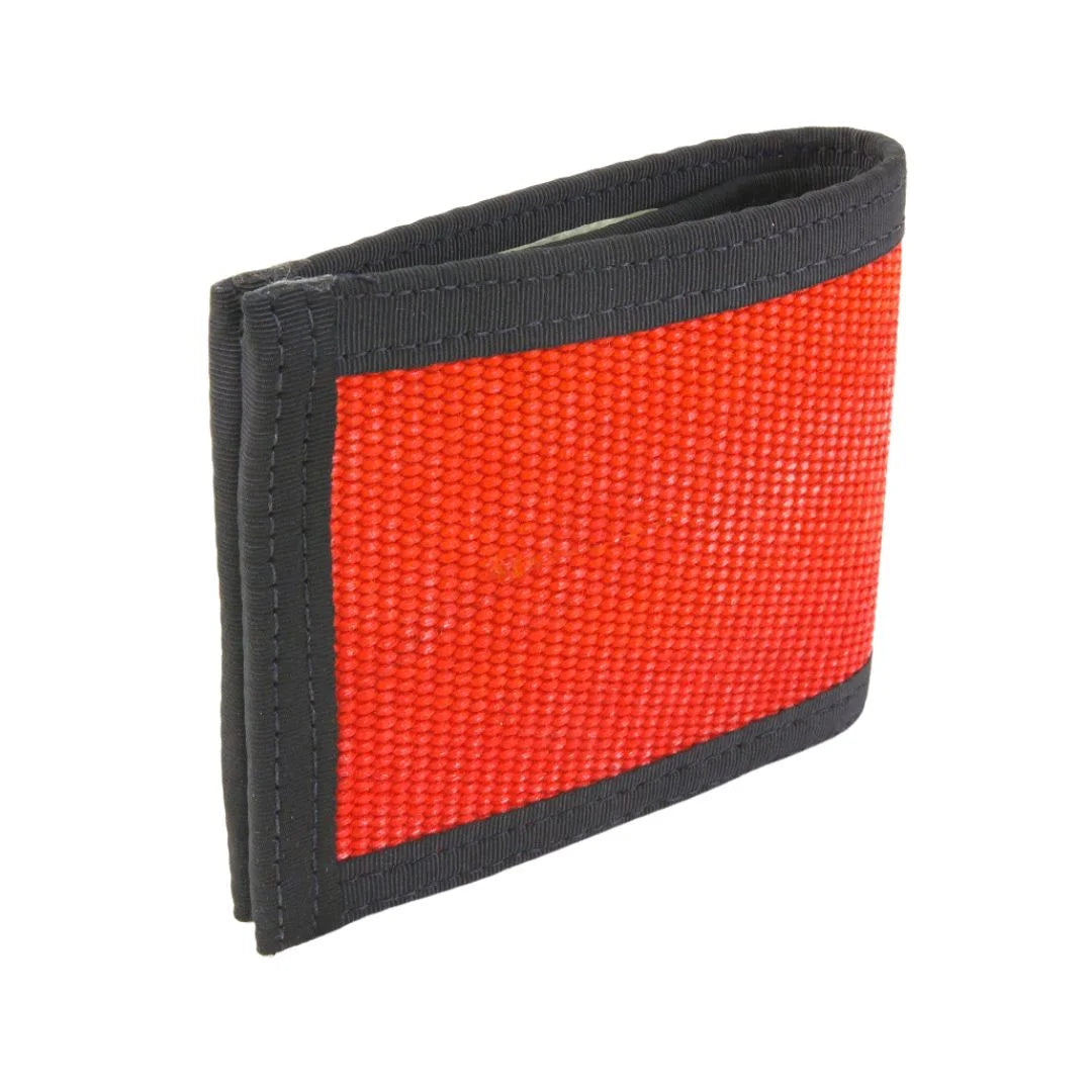 The Lieutenant Wallet Firehose in red fire hose from Recycled Firefighter. Professional-grade quality for everyday tactical use and operations.