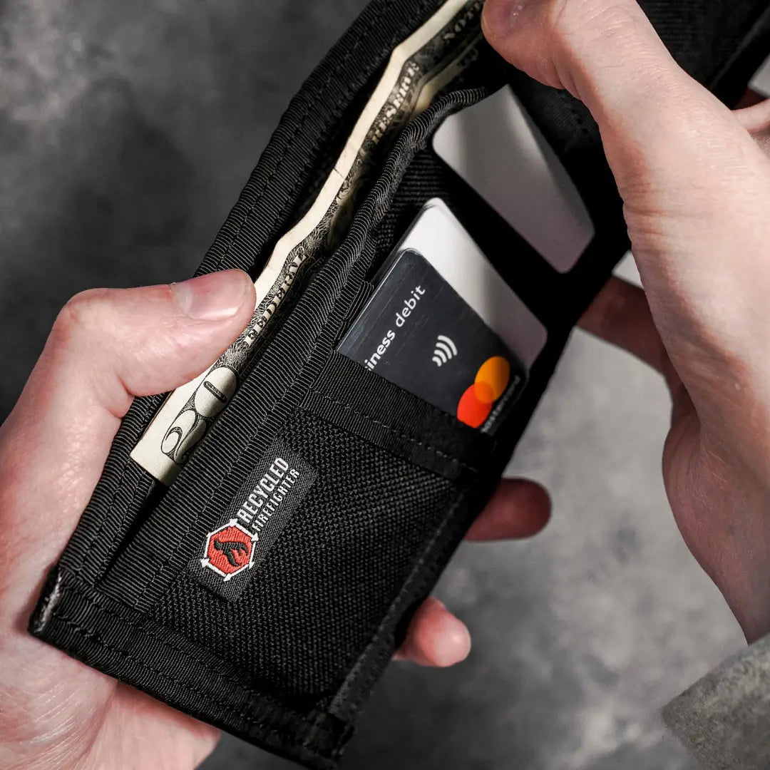 The black fire hose edition Lieutenant Wallet Firehose from Recycled Firefighter. Tactical quality designed for demanding professionals.