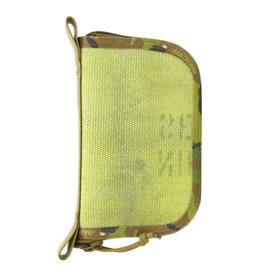 Professional Major Dopp Bag Small in Vintage Yellow and Multicam by Recycled Firefighter. Tactical design honors first responder service with quality materials.