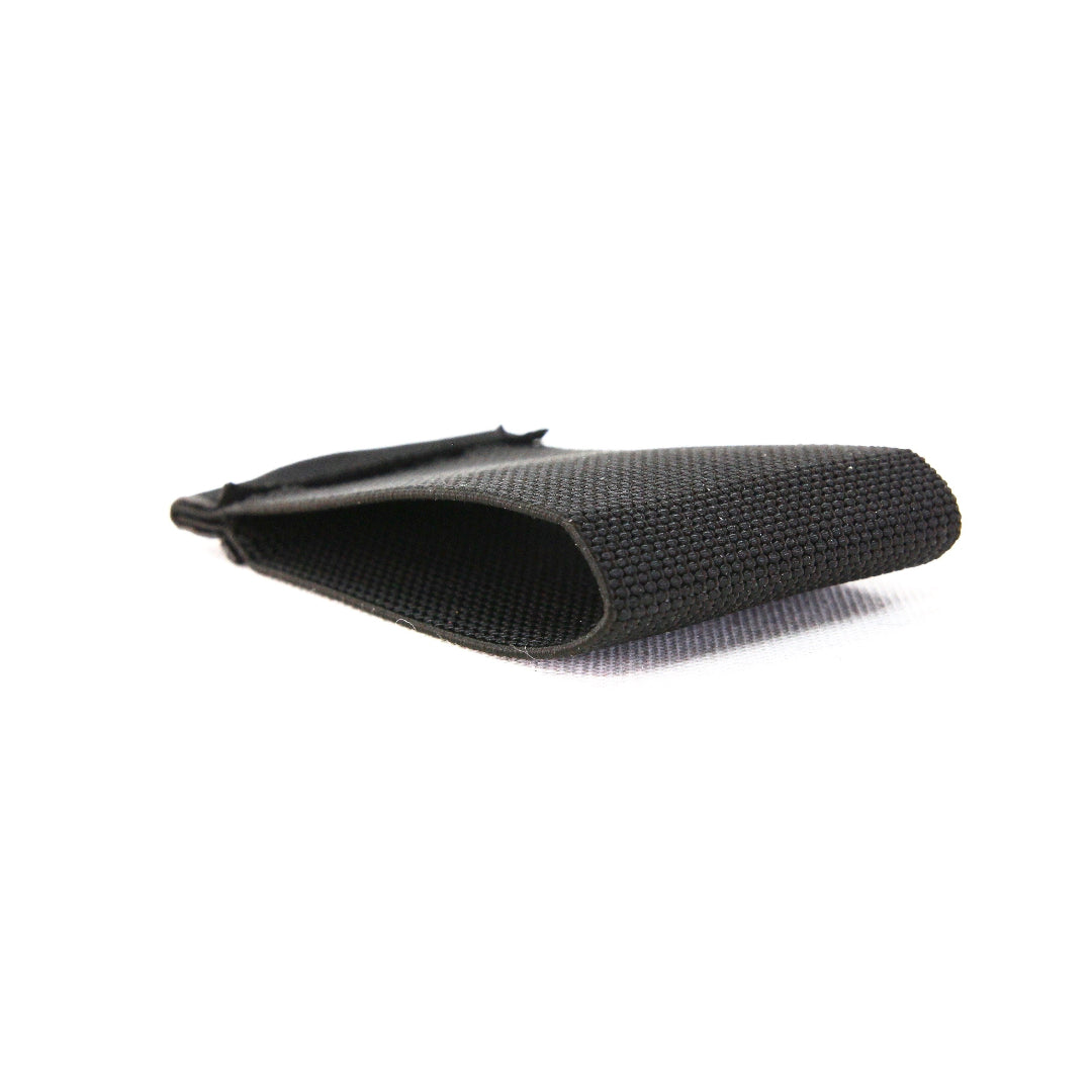 The black edition Minimalist Elastic Card Band Wallet from Recycled Firefighter. Tactical quality designed for demanding professionals.