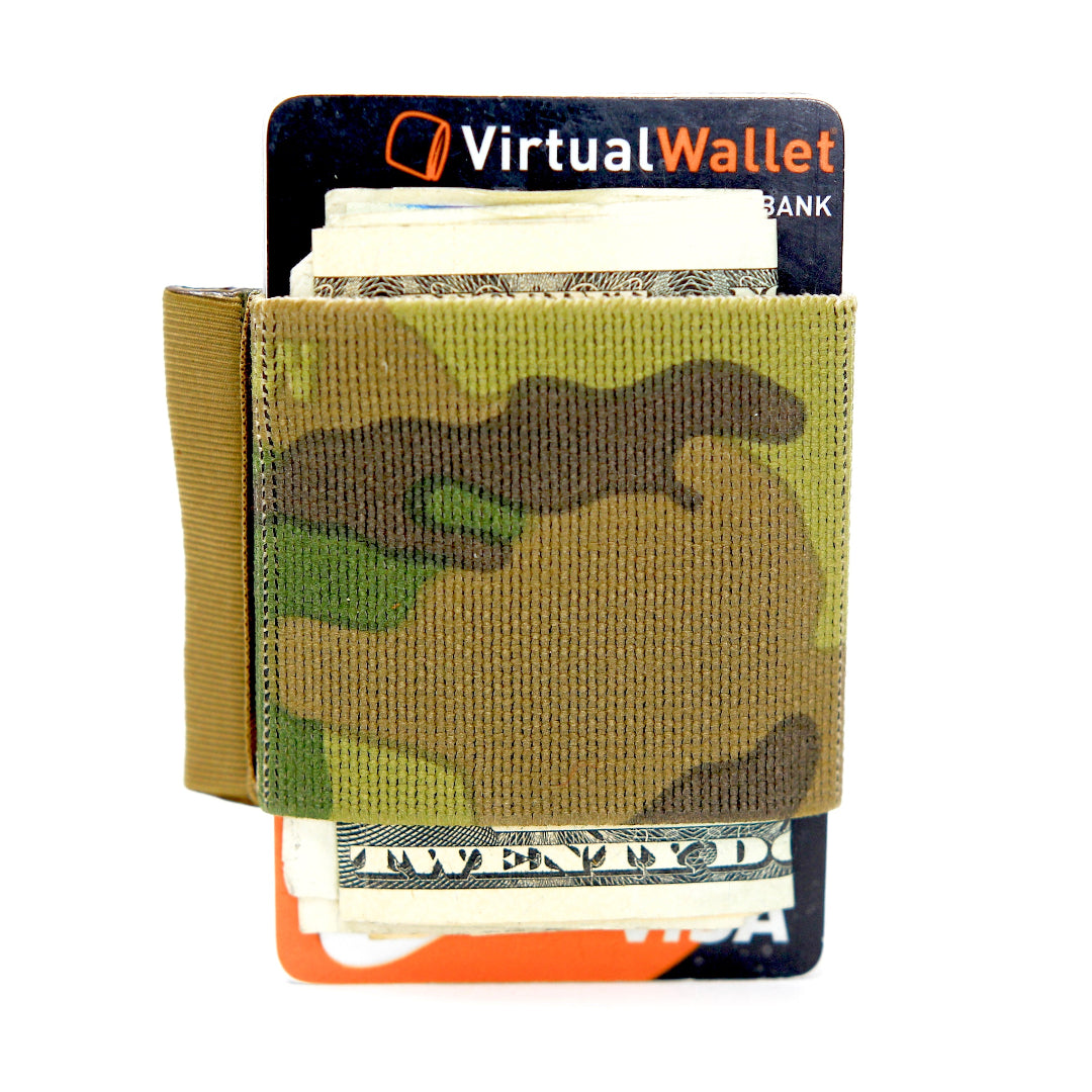 Minimalist Elastic Card Band Wallet by Recycled Firefighter - multicamblk. Reliable tactical gear for professional daily operations.