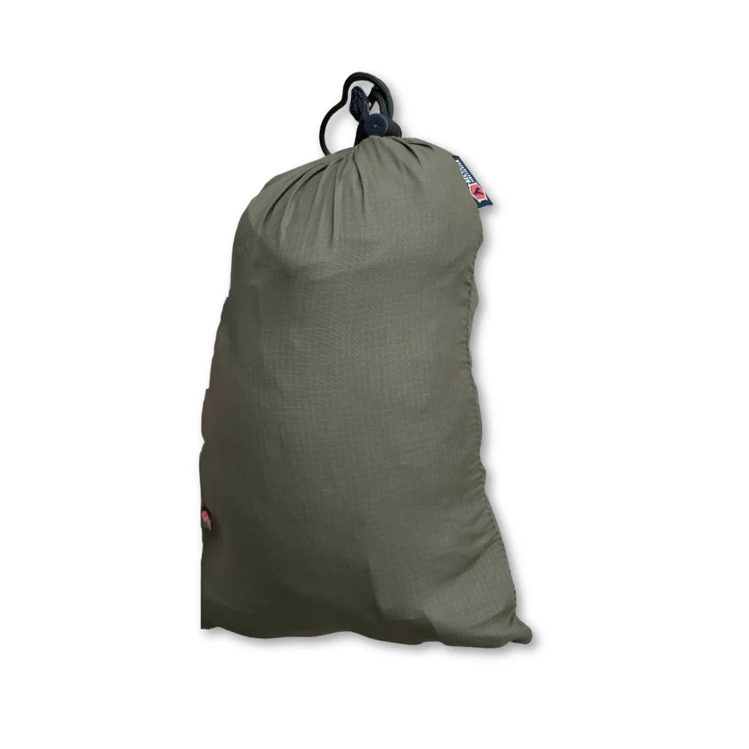 Recycled Firefighter Parachute Hammock featuring olive drab. Durable construction honors service with professional quality.