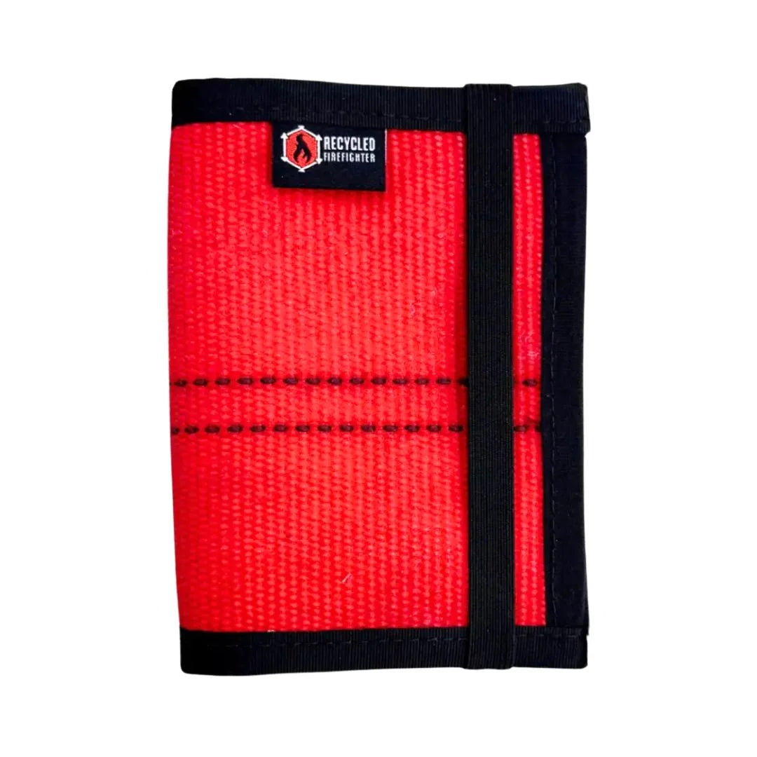 The Red and Black edition Passport Notebook Wallet Firehose from Recycled Firefighter. Tactical quality designed for demanding professionals.