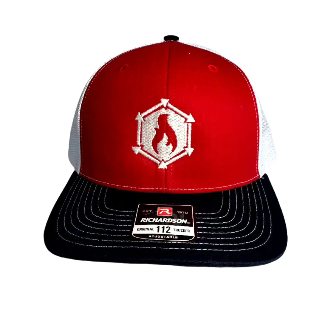 Professional-grade Recycled Firefighter Logo Hat in Red-White-Navy from Recycled Firefighter. Quality tactical design for first responders.
