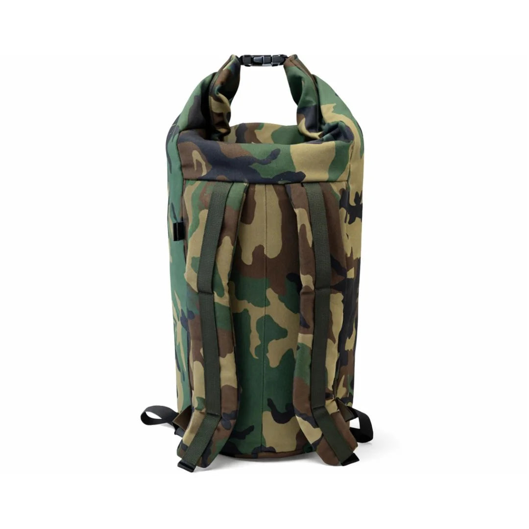 Recycled Firefighter Woodland Roll Top Duffle Backpack. Professional-grade tactical construction for daily operations.
