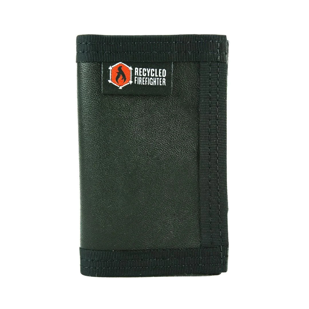 The Black and Black Rookie Wallet Combat Boot Leather by Recycled Firefighter. Quality construction meets professional tactical requirements for demanding operations.