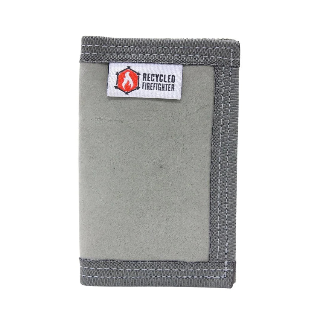 Rookie Wallet Combat Boot Leather from Recycled Firefighter featuring Foliage Grey. Durable gear designed for first responders and tactical professionals.