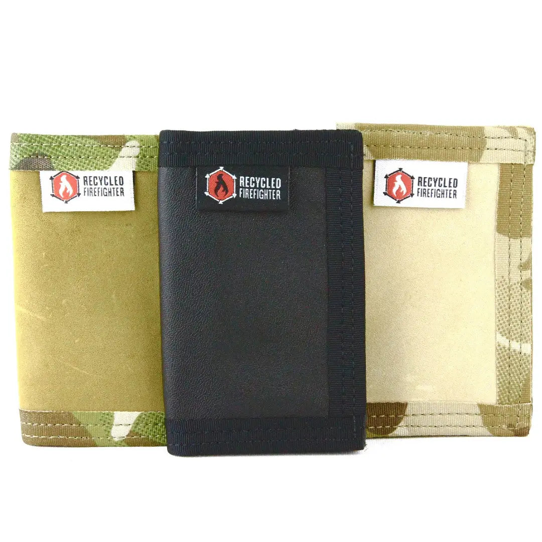 Rookie Wallet Combat Boot Leather from Recycled Firefighter. Durable gear designed for first responders and tactical professionals.