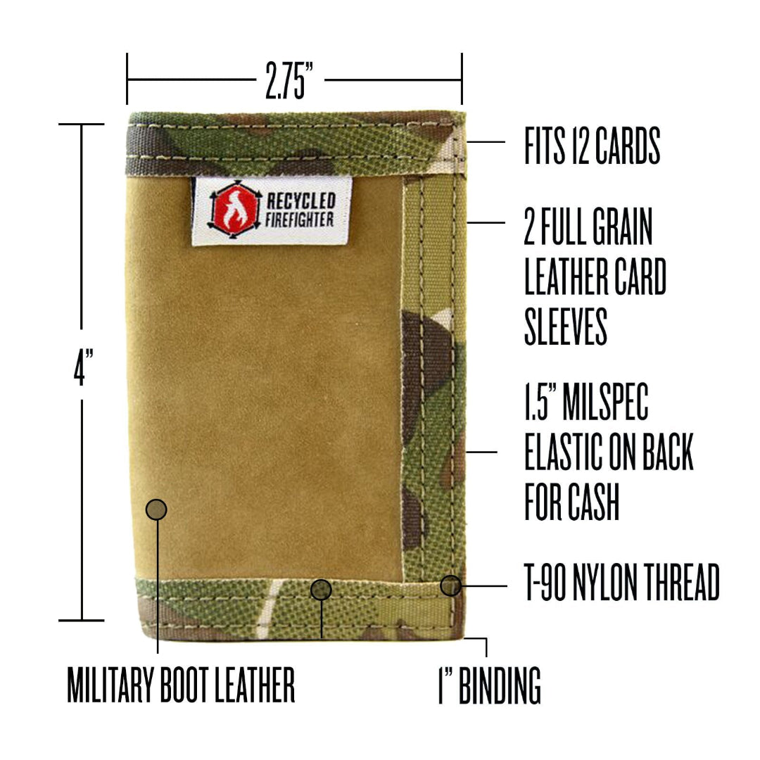 Rookie Wallet Combat Boot Leather from Recycled Firefighter. Durable gear designed for first responders and tactical professionals.