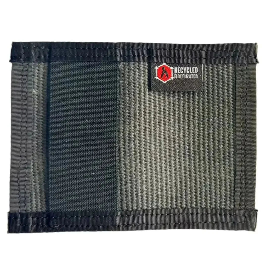 Stealth all-black Rookie Wallet by Recycled Firefighter. Fire hose construction maintains low profile everywhere.
