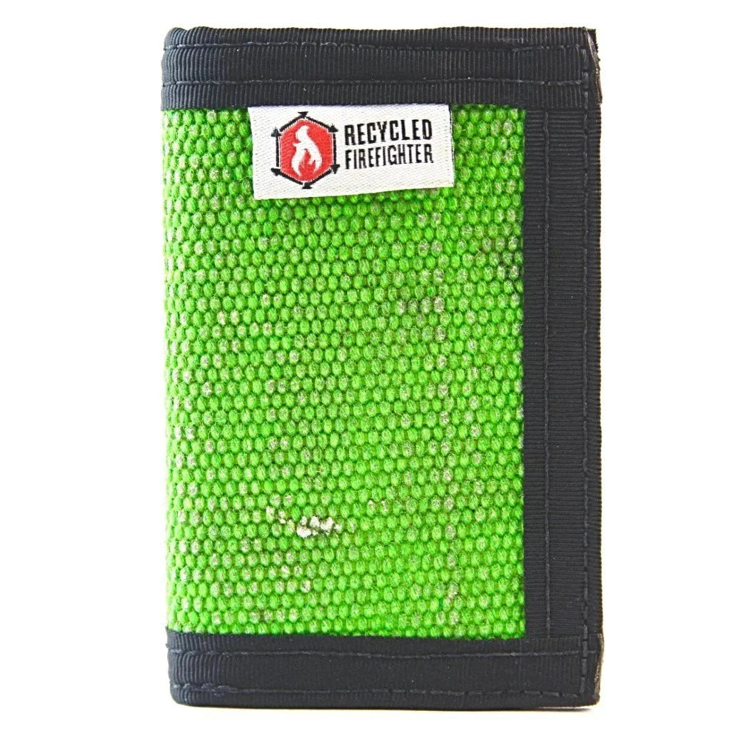 Forest green and black Rookie Wallet by Recycled Firefighter. Natural earth tones provide professional appearance.