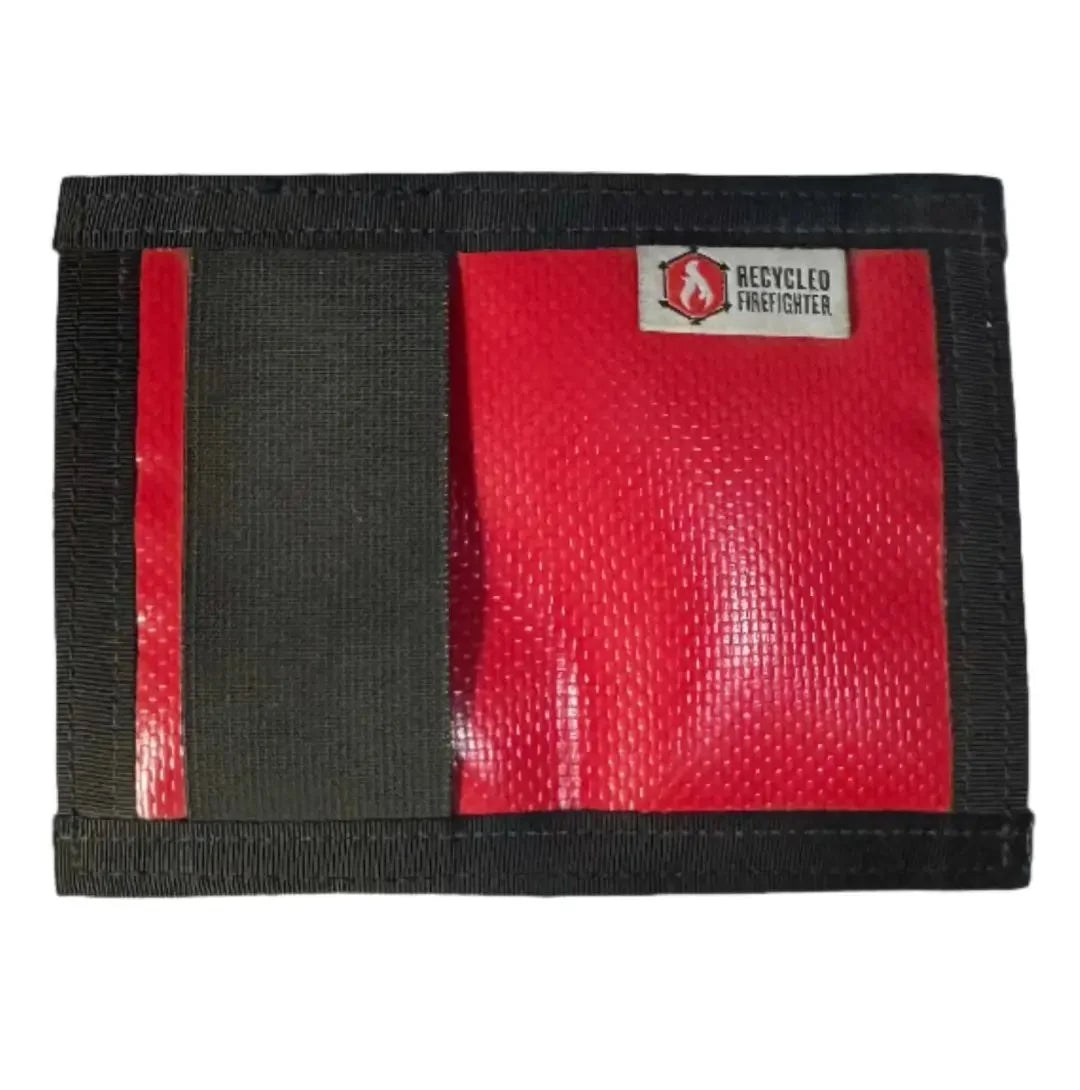 Durable red and black rubber Rookie Wallet by Recycled Firefighter. Enhanced protection for demanding conditions.