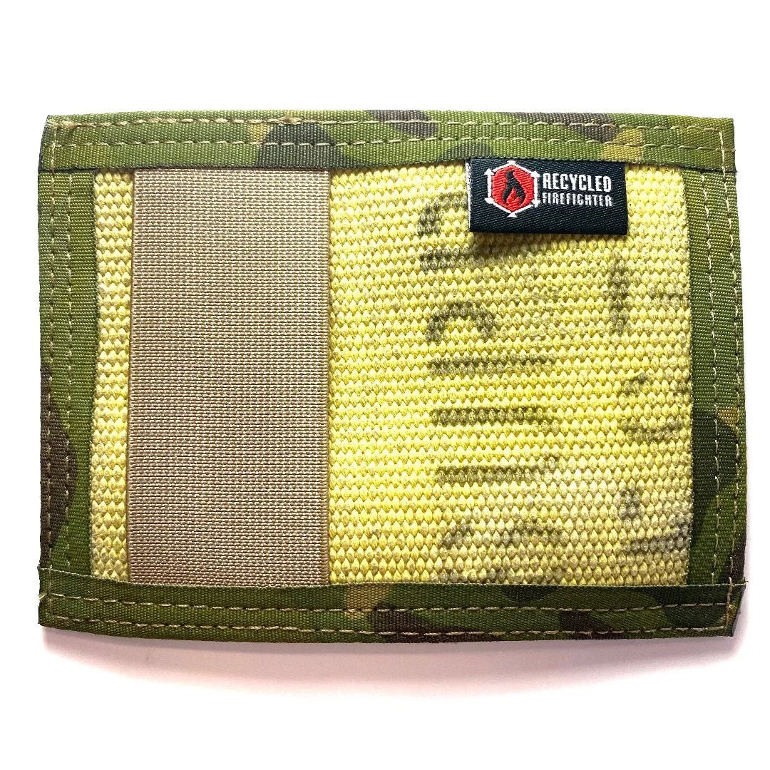 Tropical yellow and jungle pattern Rookie Wallet by Recycled Firefighter. Warm climate tactical design.