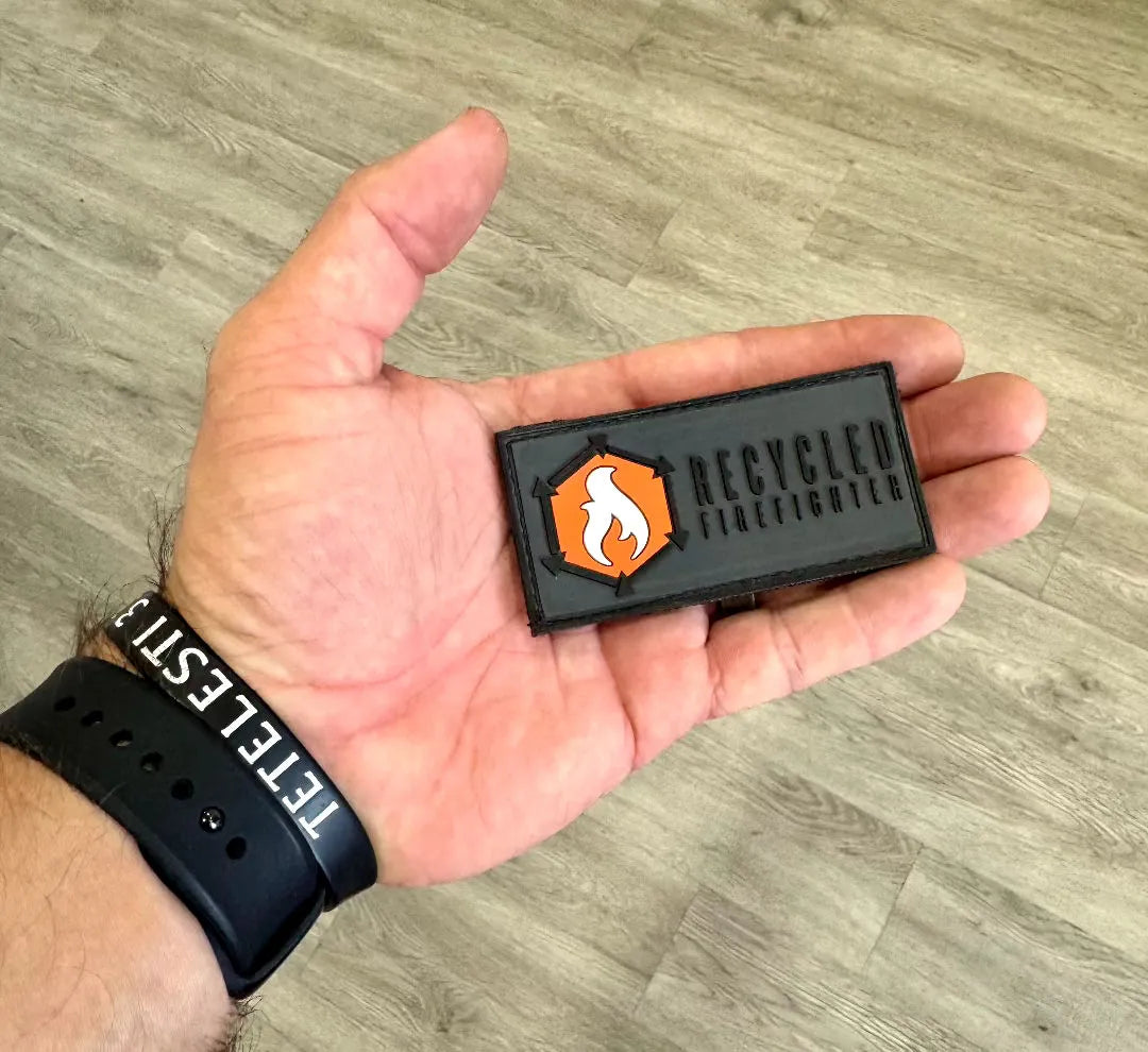 Recycled Firefighter's Rubber Velcro Patch Limited in Rubber Velcro Patch Limited Edition. Built tough for demanding professional and tactical applications.