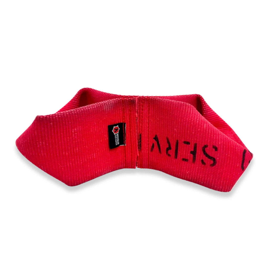 Professional-grade SGT. Tugs-A-Lot Double-Loop Firehose Tug Toy in Red from Recycled Firefighter. Quality tactical design for first responders.