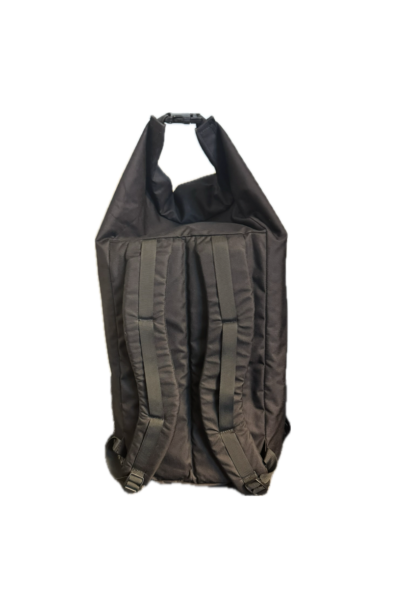 BLACK Roll Top Duffle Backpack Recycled Firefighter