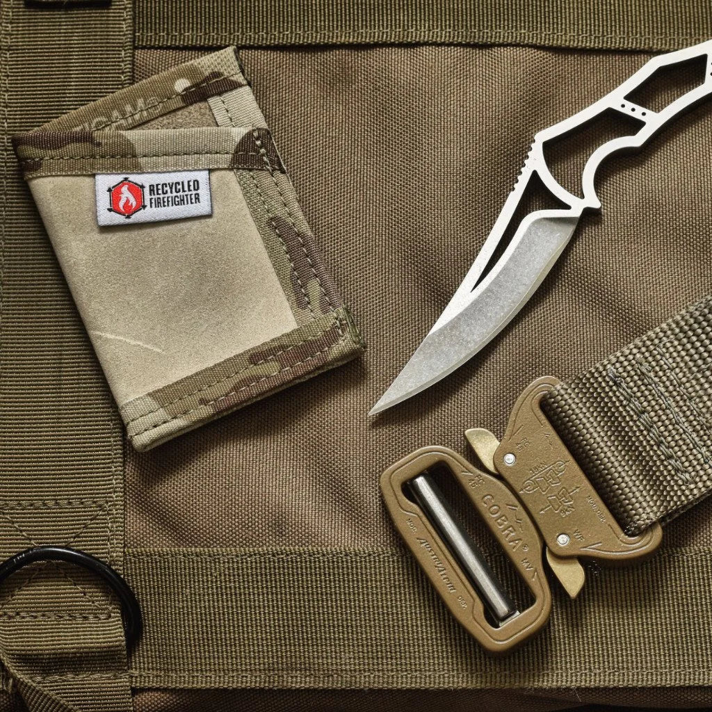 Sergeant Wallet by Recycled Firefighter. Genuine military boot leather develops unique patina through use.