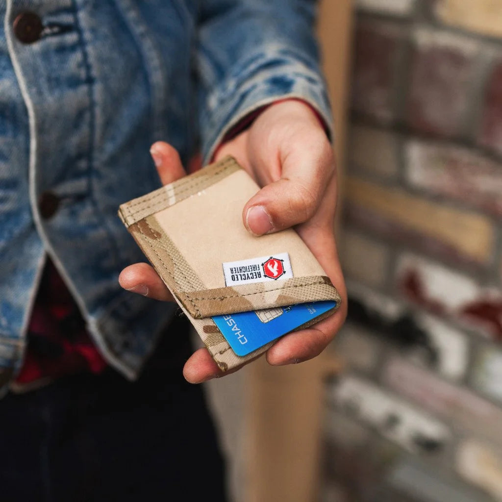 Sergeant Wallet by Recycled Firefighter. Genuine military boot leather develops unique patina through use.