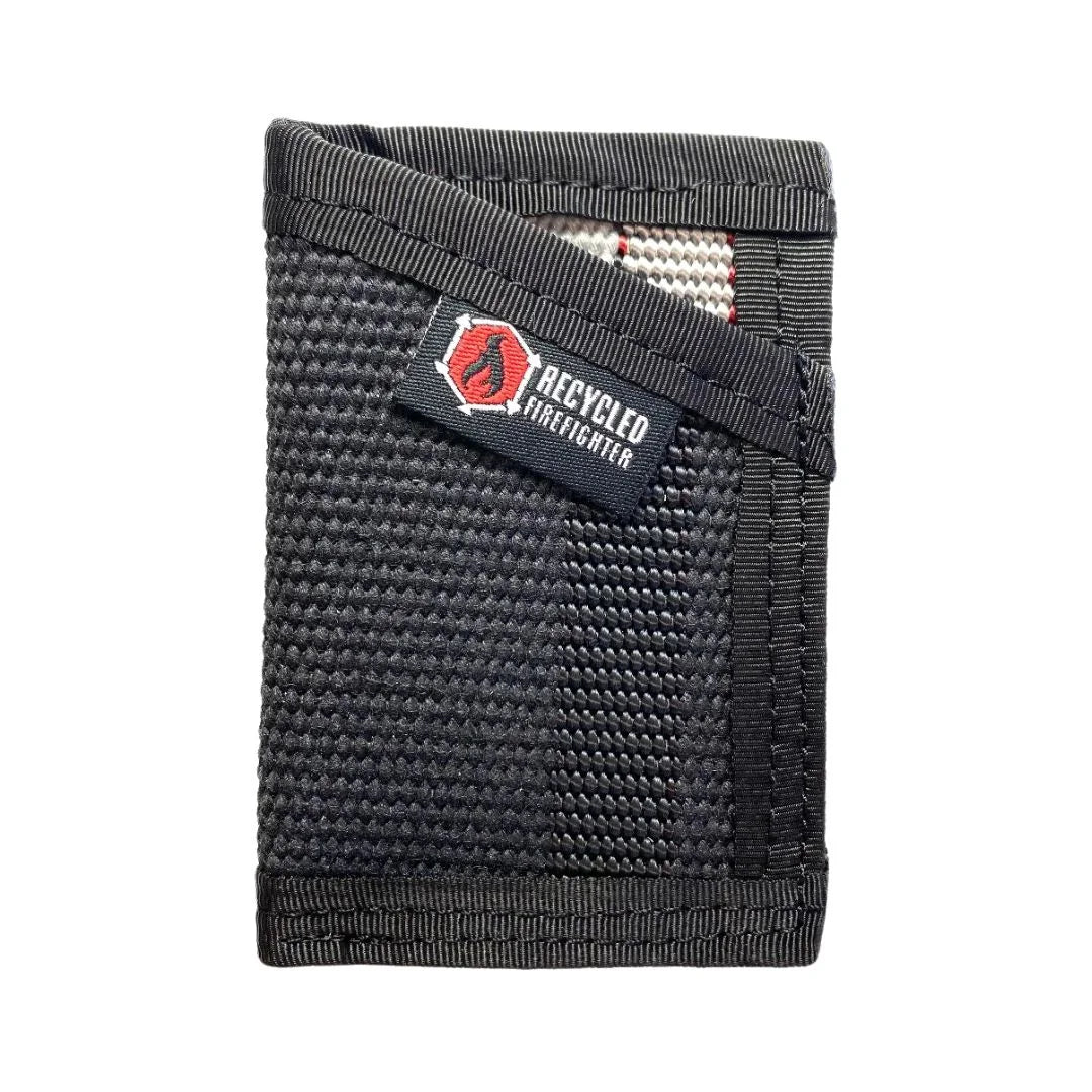 All-black Sergeant Wallet by Recycled Firefighter in stealth configuration. Fire hose construction maintains low profile in any environment.