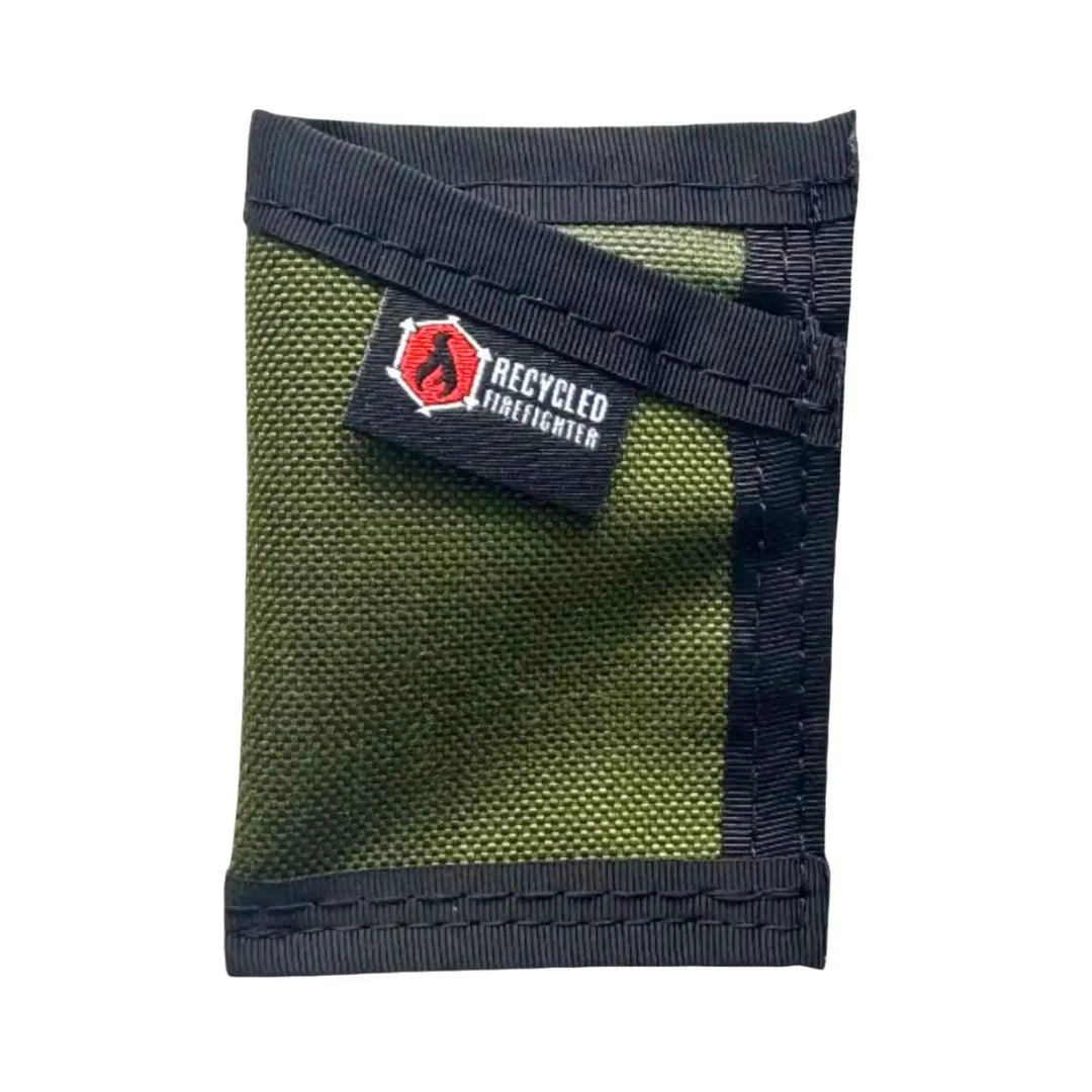 Olive drab and black Sergeant Nylon Wallet from Recycled Firefighter. Military heritage colors provide professional tactical styling.