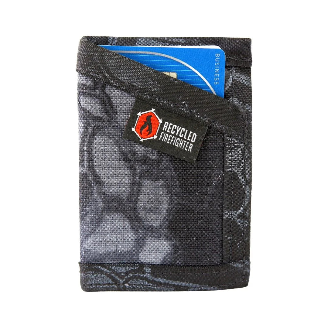 Typhon camo Sergeant Nylon Wallet by Recycled Firefighter. Advanced pattern maximizes tactical concealment in varied terrain.