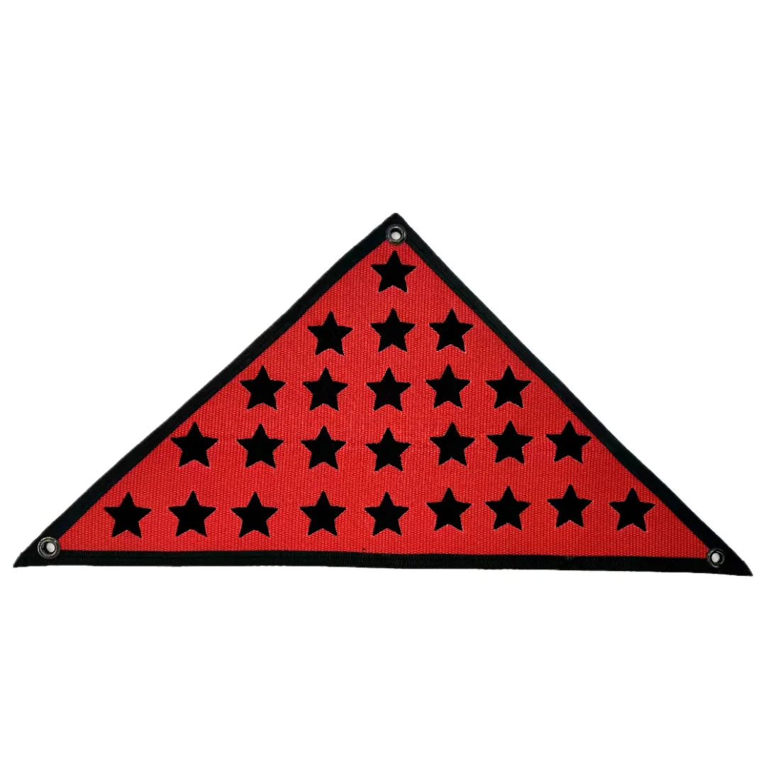 The red black Service Star Triangle Flag Fire Hose from Recycled Firefighter. Tactical quality meets professional design standards.