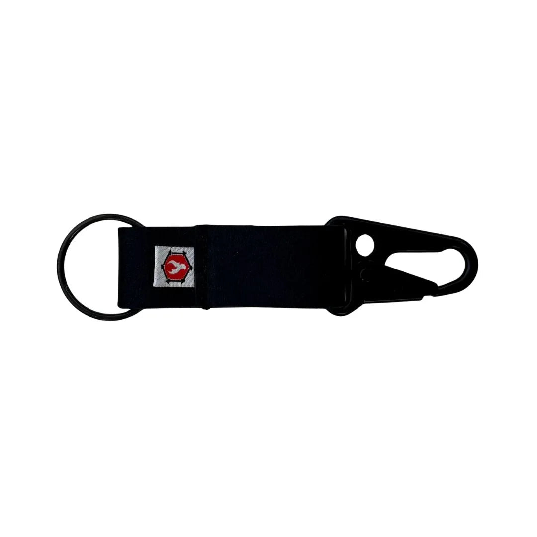 Professional The Chauffeur Durable keychain clip in black boot leather by Recycled Firefighter. Tactical design honors first responder service with quality materials.