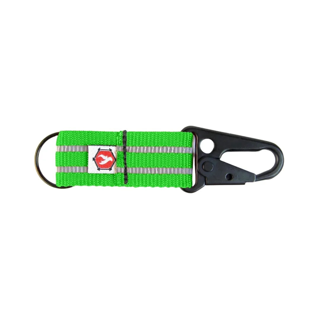 Professional The Chauffeur Durable keychain clip in Lime Green by Recycled Firefighter. Tactical design honors first responder service with quality materials.
