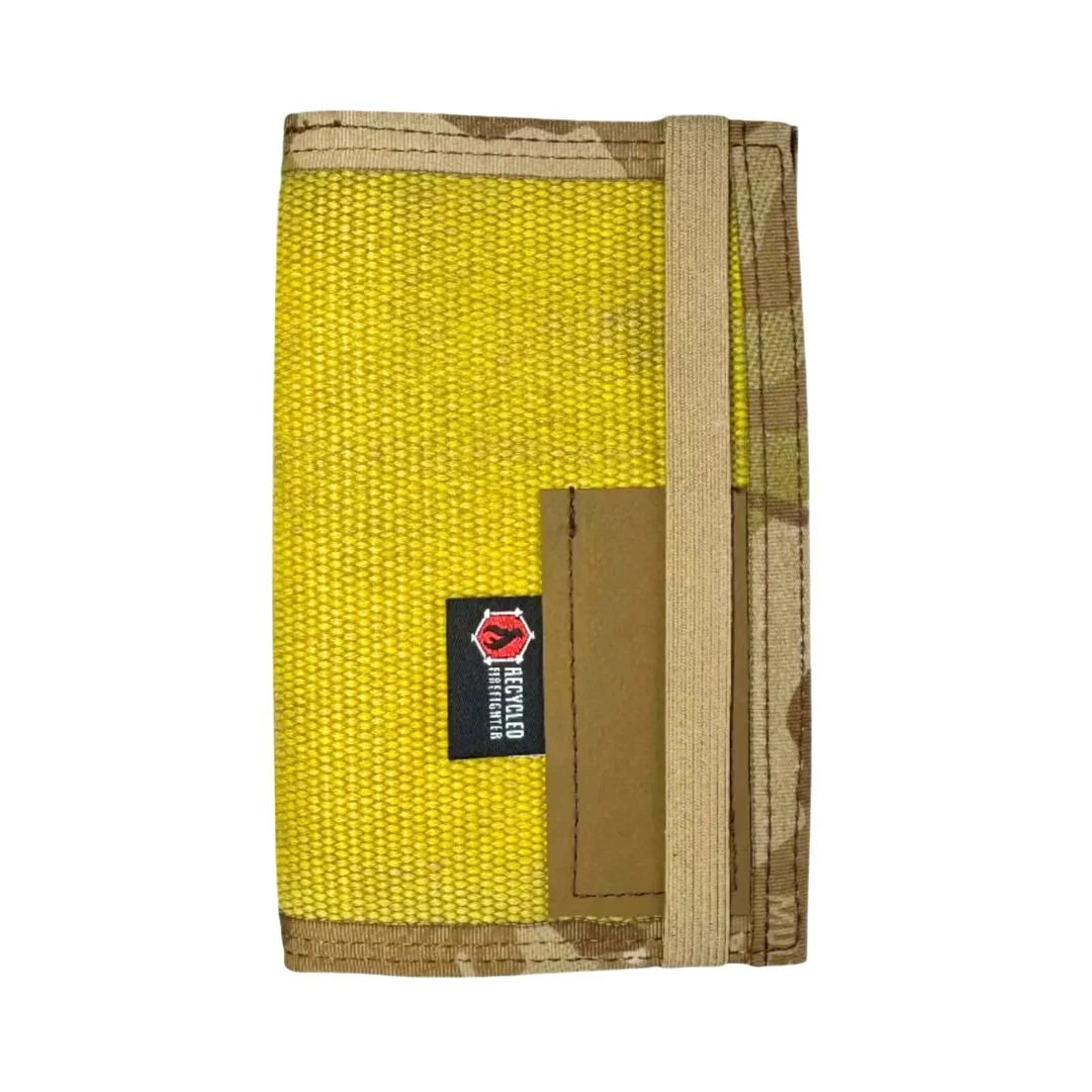 Recycled Firefighter presents the The Inspector Notebook in Vintage Yellow and Dessert Multicam. Professional design meets everyday durability.