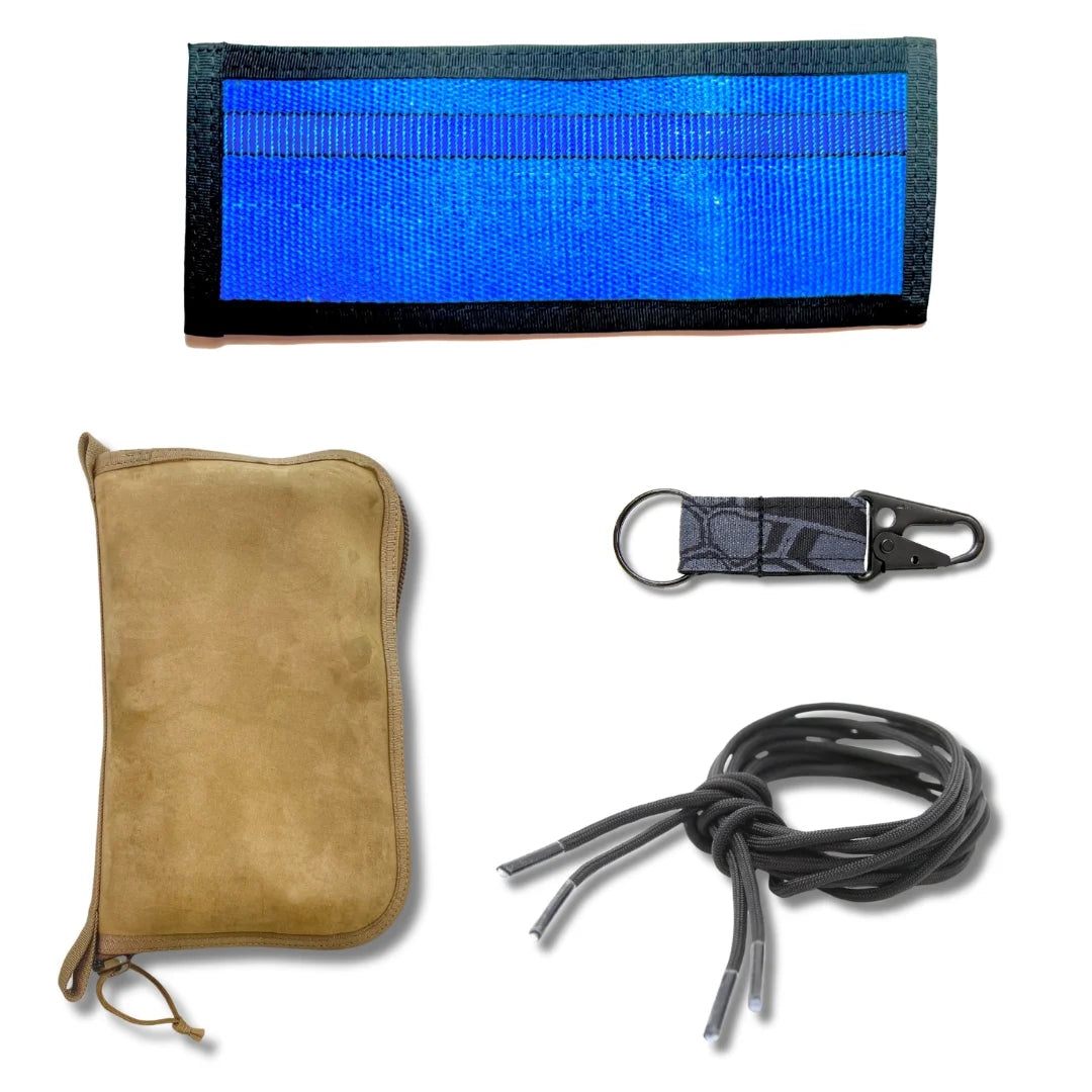 Professional Total Gear Package 3 featuring MAJOR LT LACES KEYCHAIN by Recycled Firefighter. Honors first responder service with durability.