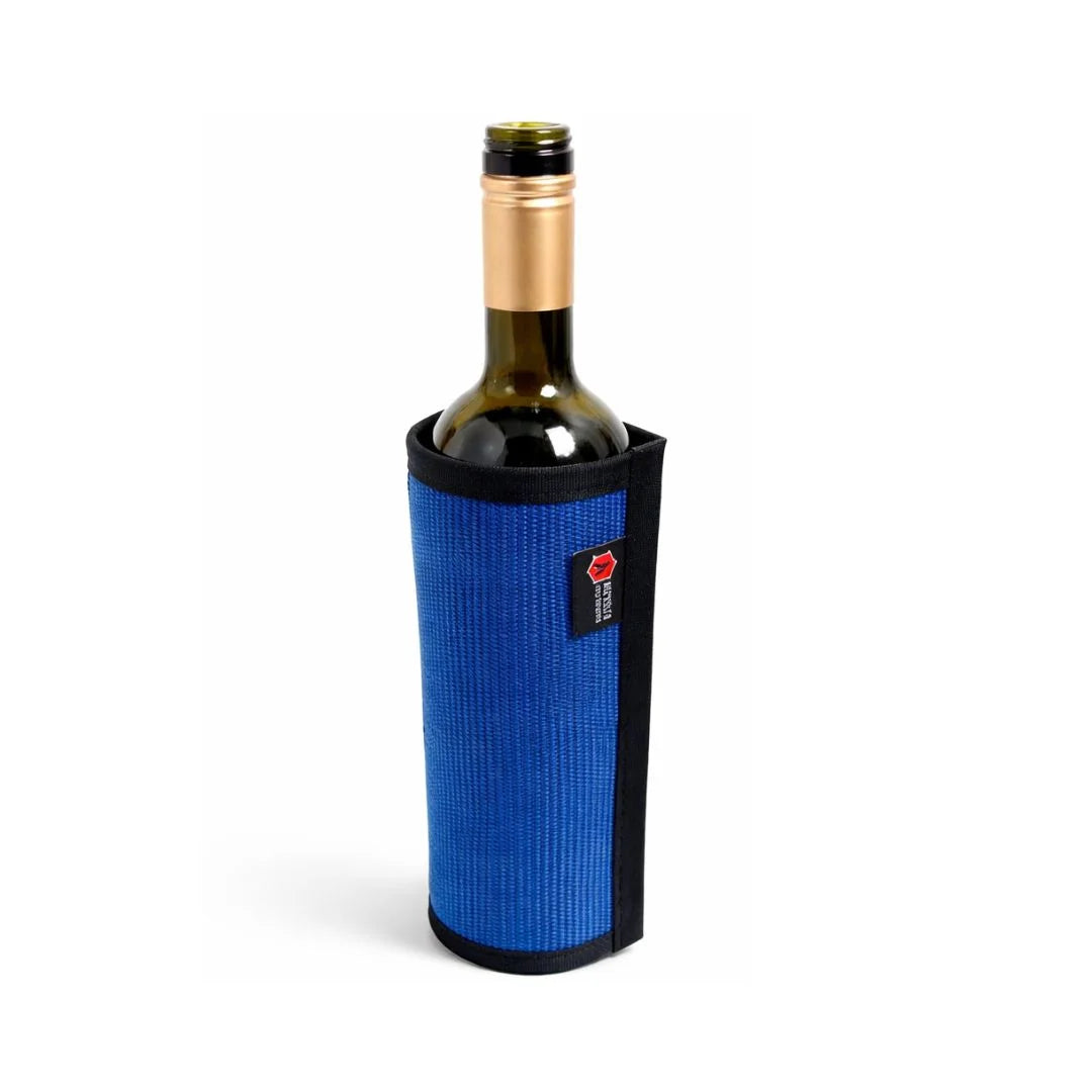 The Blue Firehose Wine Bottle Cover from Recycled Firefighter. Tactical quality meets professional design standards.