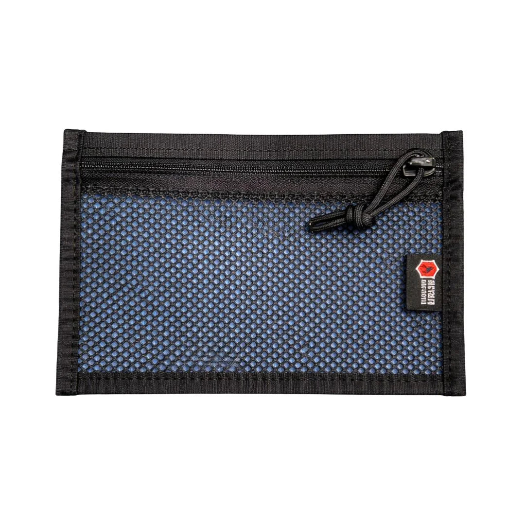 Flat EDC Pouch Firehose from Recycled Firefighter featuring blue & black. Durable gear designed for first responders and tactical professionals.