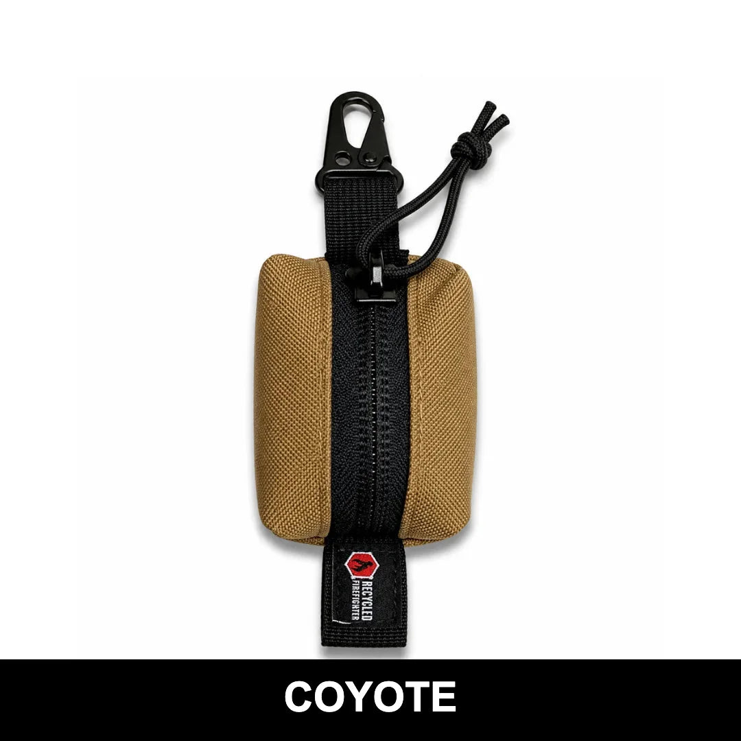 Recycled Firefighter Hot Shot Scout Keychain Pouch in Coyote, built with a compact rugged design and secure storage for small everyday essentials on the go.