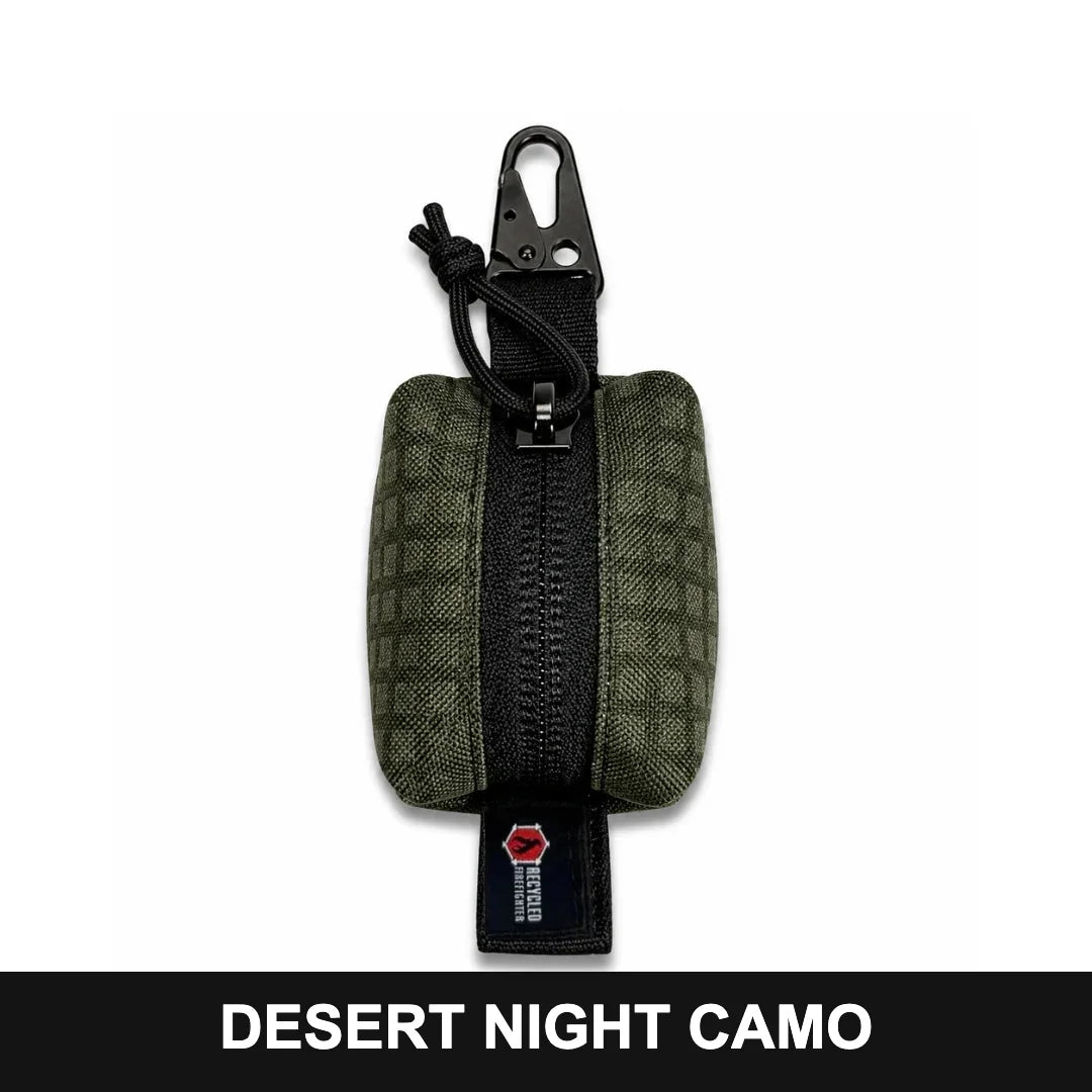 Recycled Firefighter Hot Shot Scout Keychain Pouch in Desert Night Camo, offering rugged compact storage with distinctive camouflage styling for everyday carry.