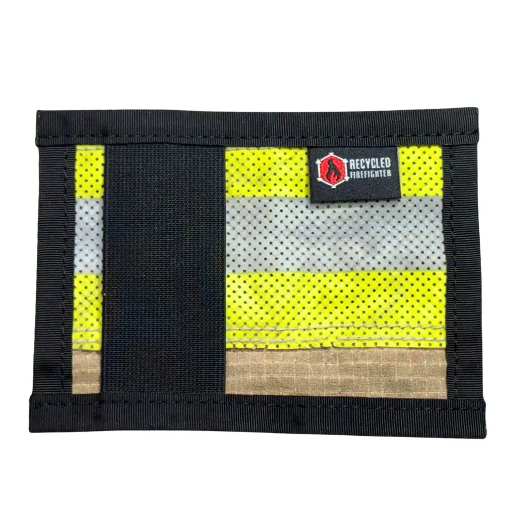 Safety stripe dot pattern Rookie Wallet from Recycled Firefighter. Unique bunker gear design celebrates firefighter identity.