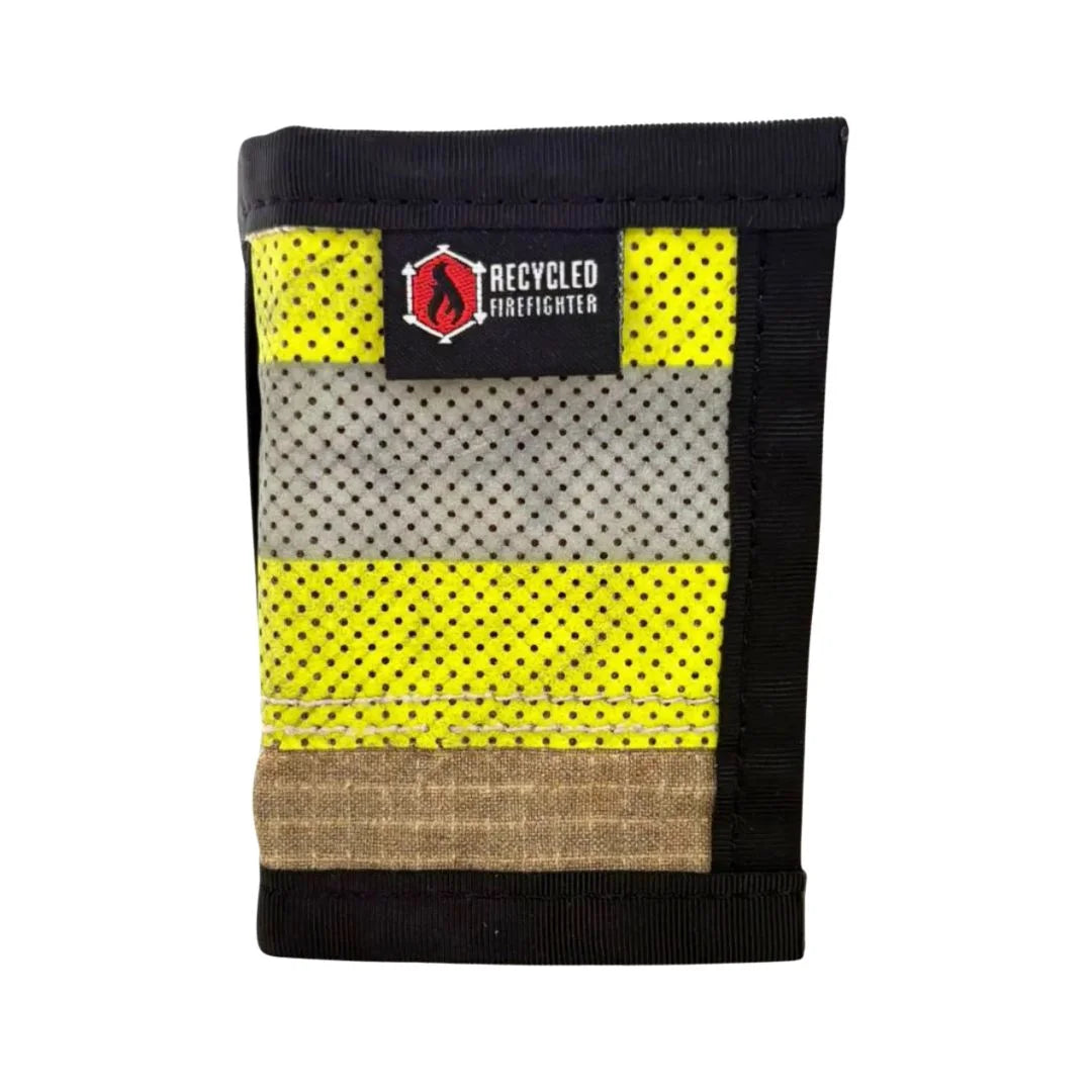 Safety stripe dot pattern Rookie Wallet from Recycled Firefighter. Unique bunker gear design celebrates firefighter identity.