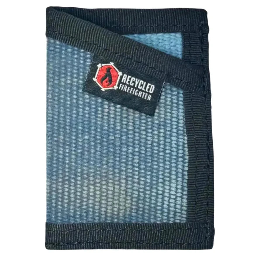 Aged vintage blue and black Sergeant Wallet from Recycled Firefighter. Distinctive coloring develops character through daily use.