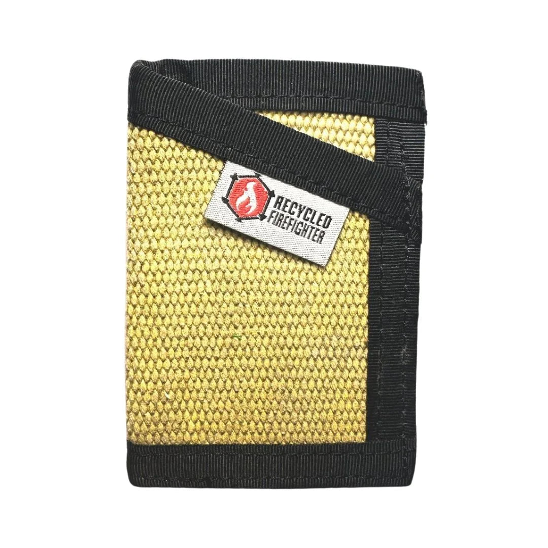 Classic vintage yellow and black Sergeant Wallet from Recycled Firefighter. Timeless fire service color combination honors firefighter heritage.