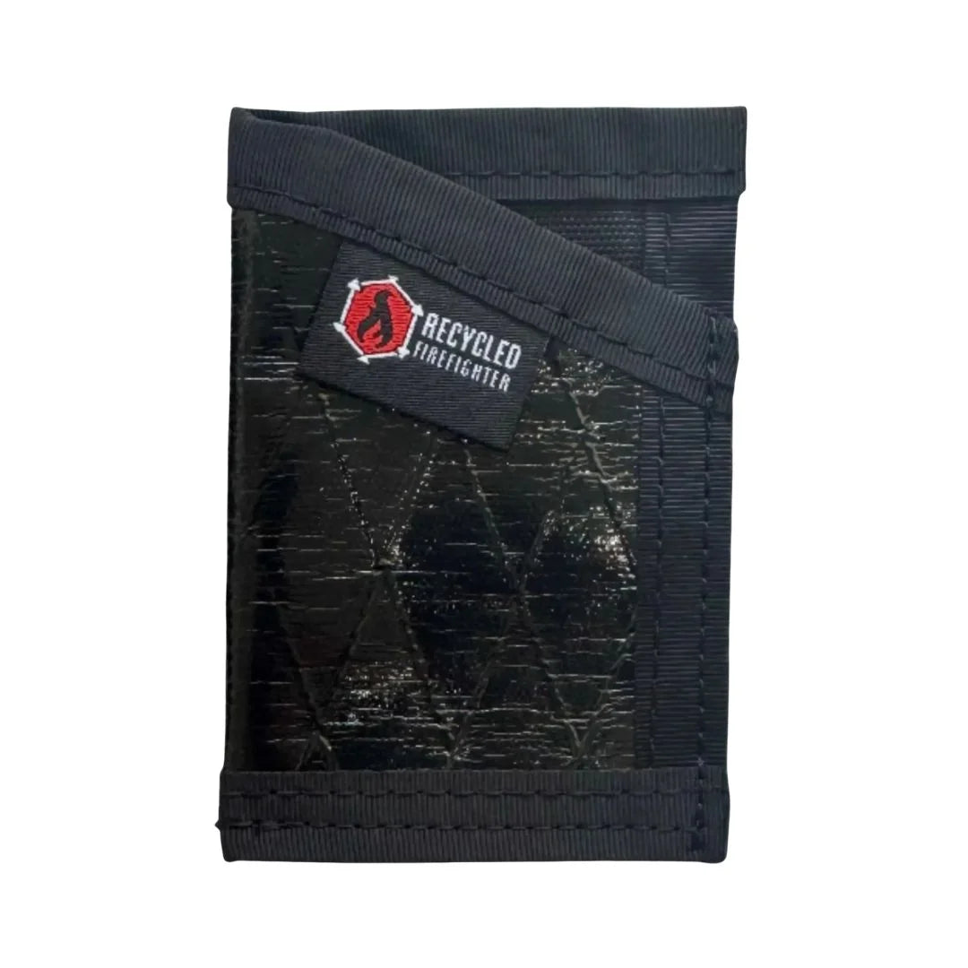 Stealth black X-Pac Sergeant Wallet from Recycled Firefighter. Ultralight construction maintains minimal tactical footprint.