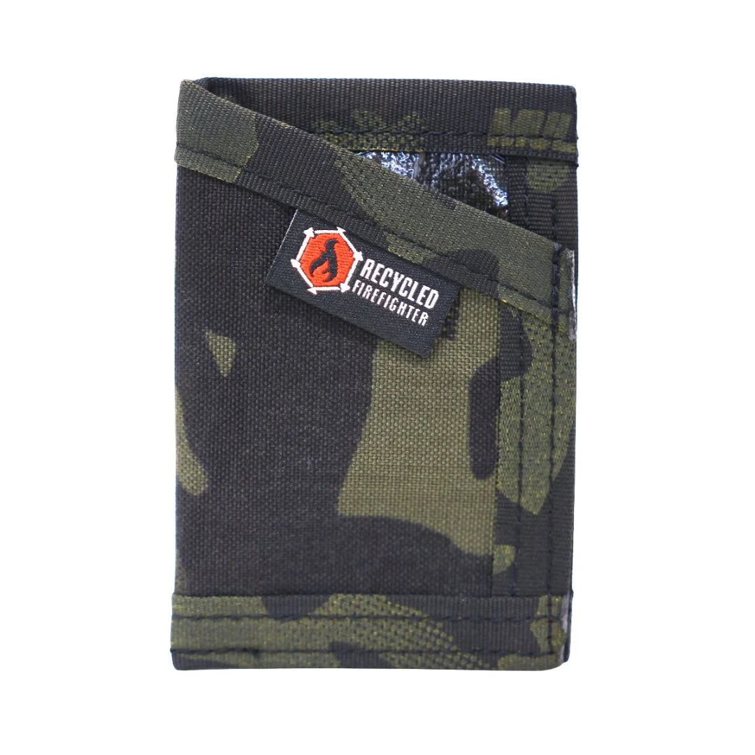 Multicam black X-Pac Sergeant Wallet by Recycled Firefighter. Ultralight sailcloth material reduces carry weight significantly.