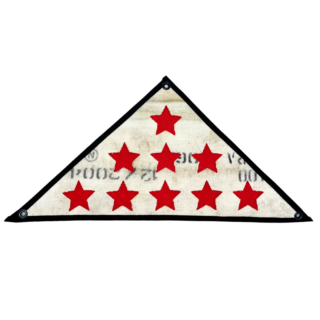 Service Star Triangle Flag - Fire Hose White and Red with white Background Recycled Firefighter