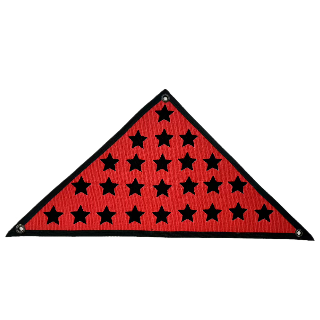 Service Star Triangle Flag - Fire Hose Red and Black with white Background Recycled Firefighter